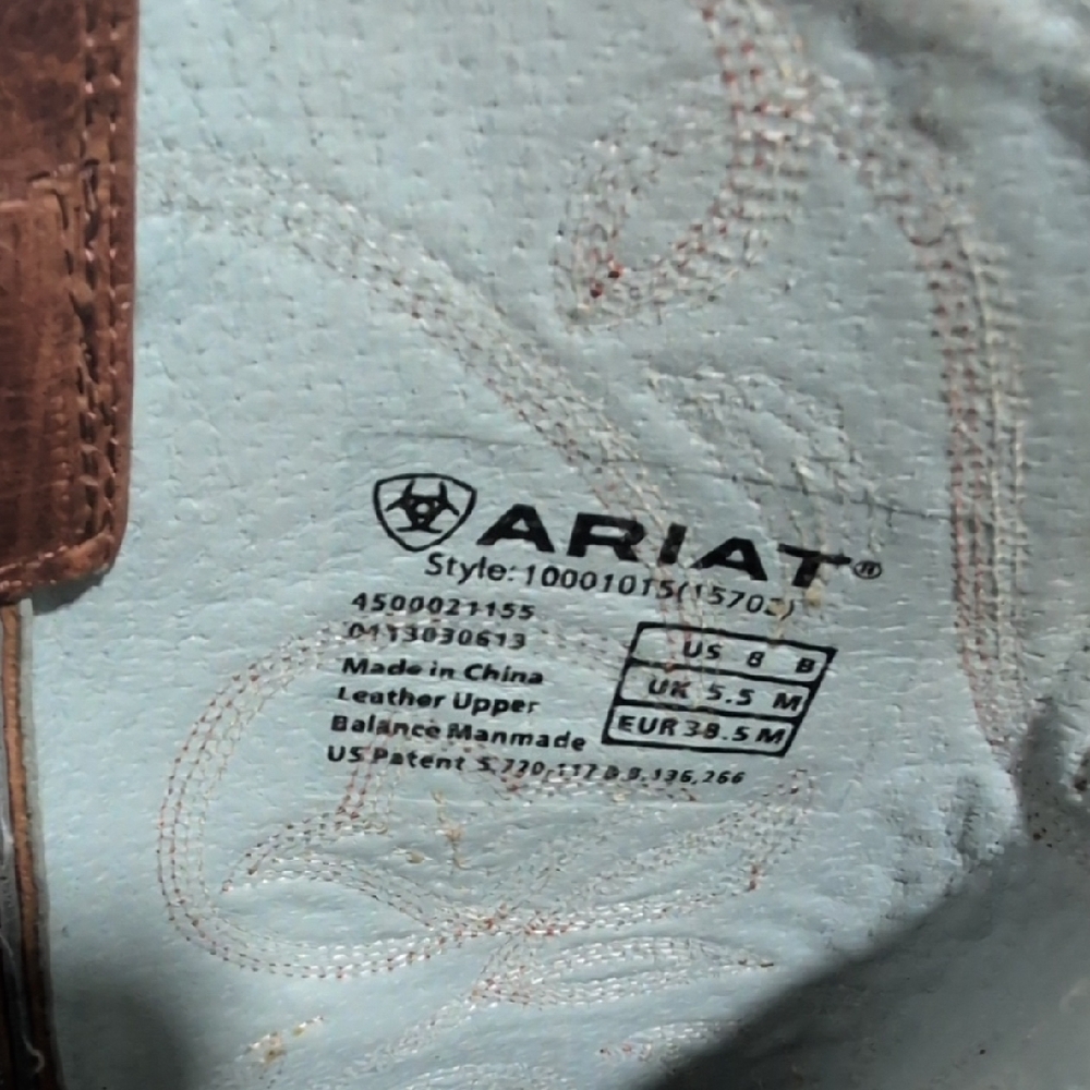 Ariat Brown Leather Cowboy Boots Size 8 - Picture 2 of 4